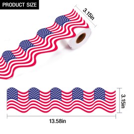 68 Feet 4th of July Bulletin Board Borders Classroom Scalloped Bulletin Board Patriotic American Flag Decor, School Bulletin Board Roll Trim for Teacher Chalkboard Decoration (4th of July)