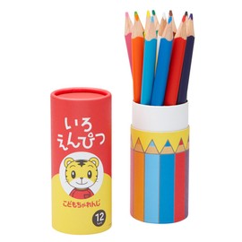 Children's Toy Renji Toddler Colored Pencils, Triangular Shank, Thick Shank with Case, 12 Colors, Jointly Developed by Pentel
