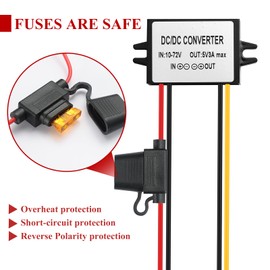 Mzhou Industrial IP67 Waterproof DC-DC Converter 10-72V to 5V 3A 15W - Solar/Truck/Marine Voltage Regulator, Suitable for Harsh Environments - Dustproof/Shockproof (1-Year Warranty)