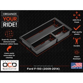 Vehicle OCD - Center Console Organizer Tray for Ford F150 (2009-2014) (Floor Shift w/Bucket Seat Only) - Made in USA - SLX141