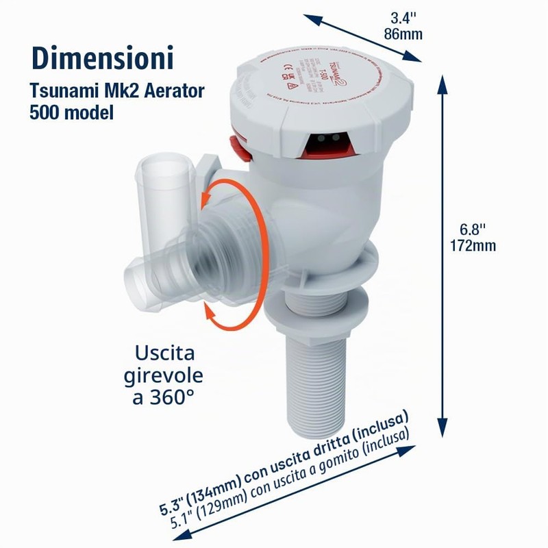 attwood Aeratore a Cartuccia 5640-7 12 V - 3-1/2", 500