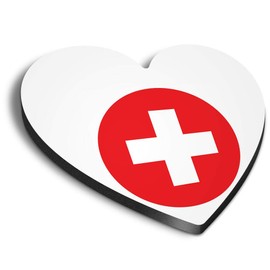 1 x Heart MDF Magnets - Switzerland Flag Map Swiss 9063