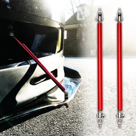 DREAMOTOR 2PCS 8"-11" Adjustable Front Bumper Lip Splitter Diffuser Strut Rod Universal Bumper Lip Support Rods Compatible with Most Car Vehicles (Red)