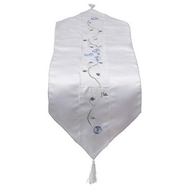 Classic Home Store Clematis Floral Table Runner Embroidered Flower Organza Panel Dining Tableware 12" x 36" (Blue)