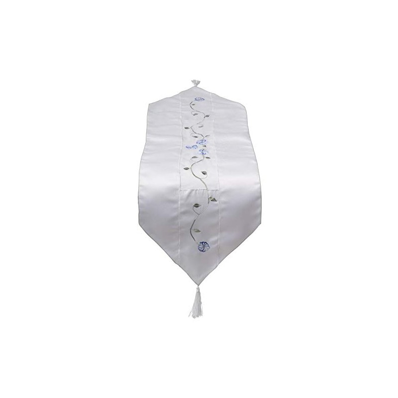 Classic Home Store Clematis Floral Table Runner Embroidered Flower Organza