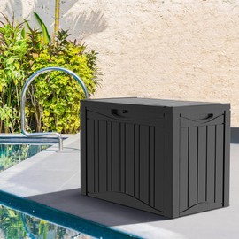 Yardgrace 50 Gallon Plus Outdoor Storage Box, Waterproof Resin Deck Box for Patio, Pool, and Garden, Lockable Bin for Cushions, Tools, and Accessories, UV-Resistant, Black