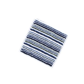 Tanaka Sangyo SS1101-0070-09 Hand Towel, Navy, Approx. 5.1 x 9.8 inches (13 x 25 cm), Imabari Towel, Striped Stripe x Gold Pearl, 08 Indigo x Green