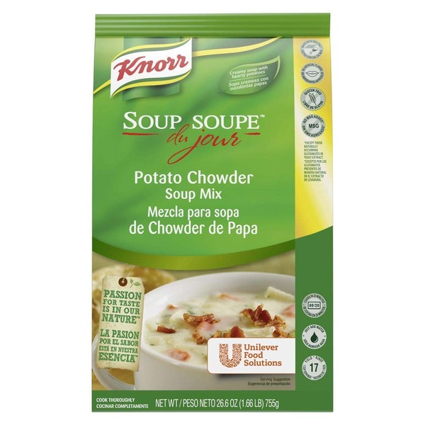 Knorr Professional Soup du Jour Potato Chowder Soup Mix 0g Trans Fat per Serving, Just Add Water, 26.6 oz, Pack of 4