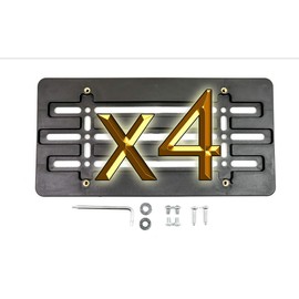 4 Universal License Plate Tag Holder Mount Mounting Relocator Adapter for Front Bumper Kit Brackets AUTO CAR Truck (2 Screws + 2 Washers + 4 Bolts + Wrench & 4 Built in Nuts) Soporte de matrícula (4)