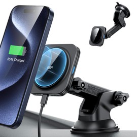 ESR para MagSafe Cargador de montaje de coche, para cargador de coche MagSafe, tablero de instrumentos/parabrisas, cargador inalámbrico magnético, rotación de 360°, soporte magnético para teléfono de