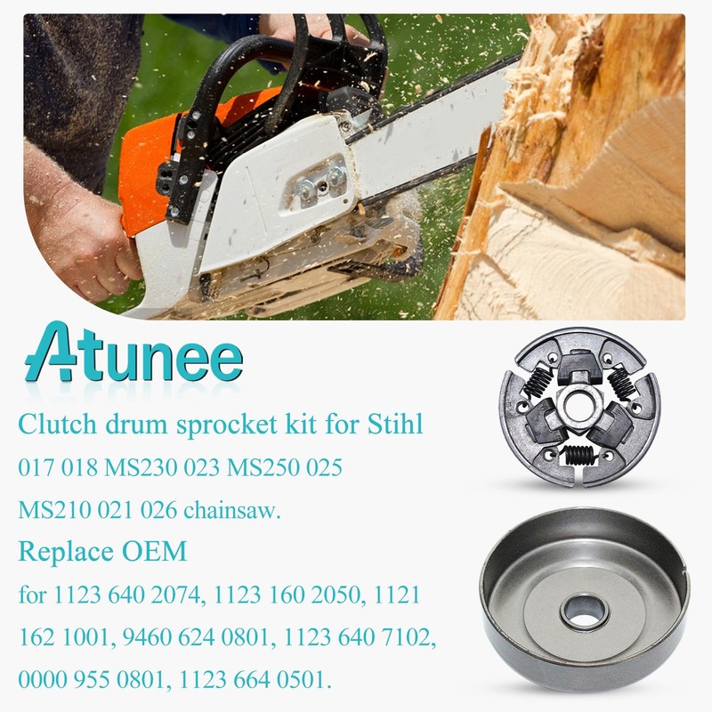 Atunee Clutch Drum Sprocket Worm Gear Kit for Stihl 017