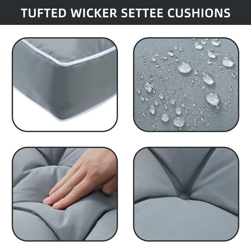 Blytieor 3 Piece Wicker Chair Cushion Set, 1 Loveseat Wicker