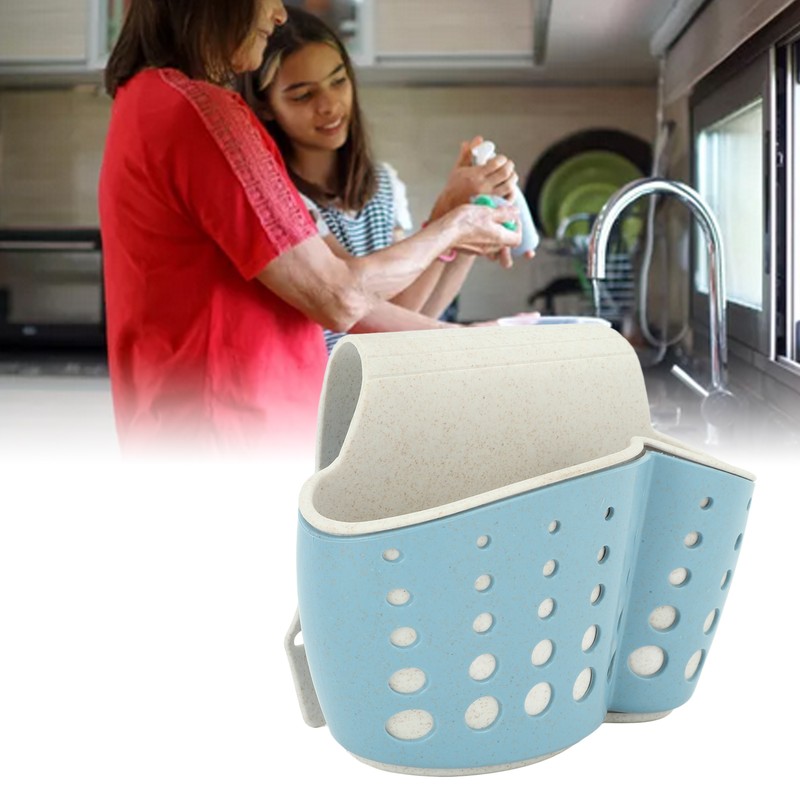 4Pcs Sink Sponge Holder PP 2 Layer Adjustable Strap Soap