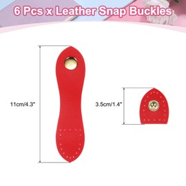 sourcing map 6pcs Leather Snap Buckles, Sew on Toggle Closure Buckle, Snap Buttons Tab Buckle Fasteners Buttons Replacement for Pouches Jacket DIY Craft Sewing, Red