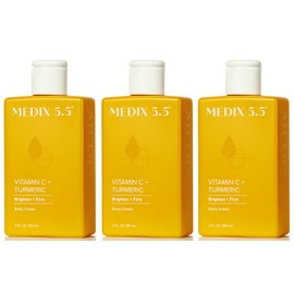 MEDIX 5.5 Vitamin C Cream Body Lotion & Face Moisturizer | Anti Aging Vitamin C Lotion For Women & Men Helps Soften The Look Of Dark Spots, Wrinkles, & Uneven Looking Skin Tone, 3OZ, 3PC Travel Size