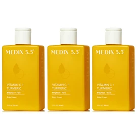 MEDIX 5.5 Vitamin C Cream Body Lotion & Face Moisturizer | Anti Aging Vitamin C Lotion For Women & Men Helps Soften The Look Of Dark Spots, Wrinkles, & Uneven Looking Skin Tone, 3OZ, 3PC Travel Size