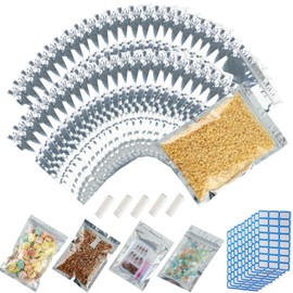 300-Pack Reclosable Small Mylar Bags for Food Storage 5.5" x 7.9" Ziplock Pouch Bags Bulk Resealable Smell Proof Aluminum Silver Foil Bag with Clear Window Kitchen Storage Organizer Edible Packaging