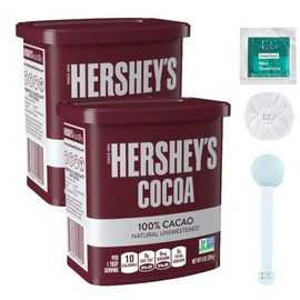 Generic 2-Pack Cocoa Powder 100% Cacao Natural Unsweetened, 8oz Each + BONUS: (1) Lemon Scented Wet Towelette and (1) Plastic Measuring Scoop