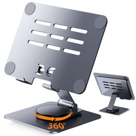 Makuseru Tablet Holder with 360° Rotation of Stability, Tablet Holder, Smartphone Stand, Tabletop, Mobile Stand, Stable, Cooling, Foldable, Anti-Slip, Adjustable Angle, Heat Dissipation, 4.4 lbs (2