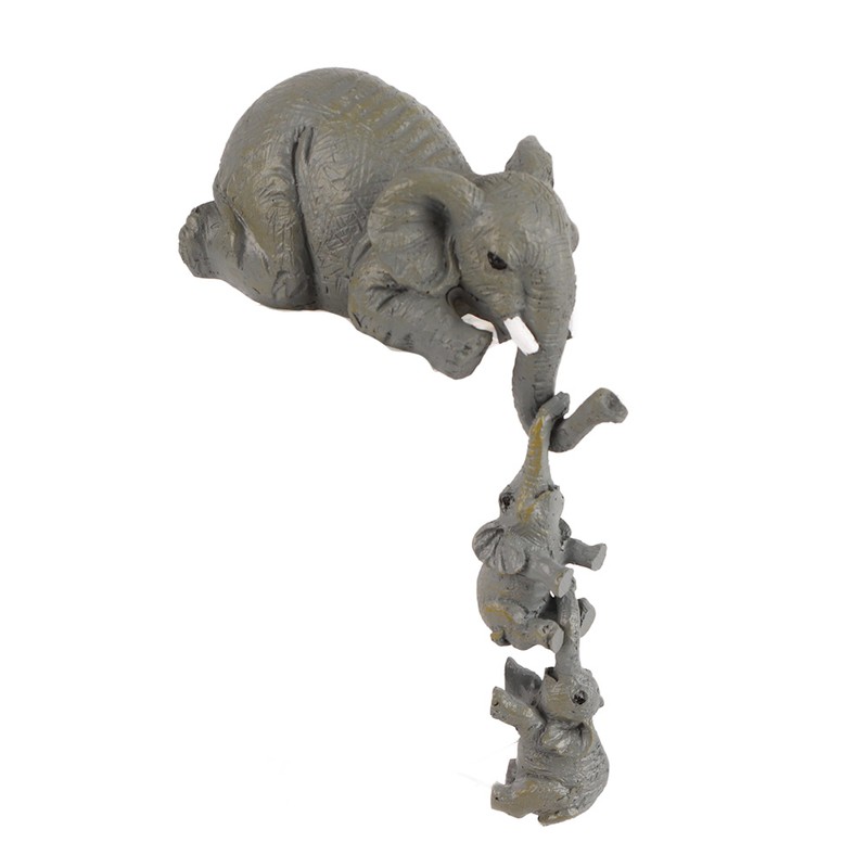 Cute Elephant Mother and Babies Figurines Hanging Statue Resin Animal