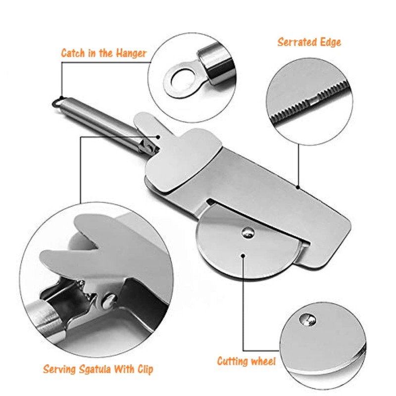 K KIRKWOOD KITCHEN Pizza Cutter, 3-in-1 Stainless Steel Pizza Cutter
