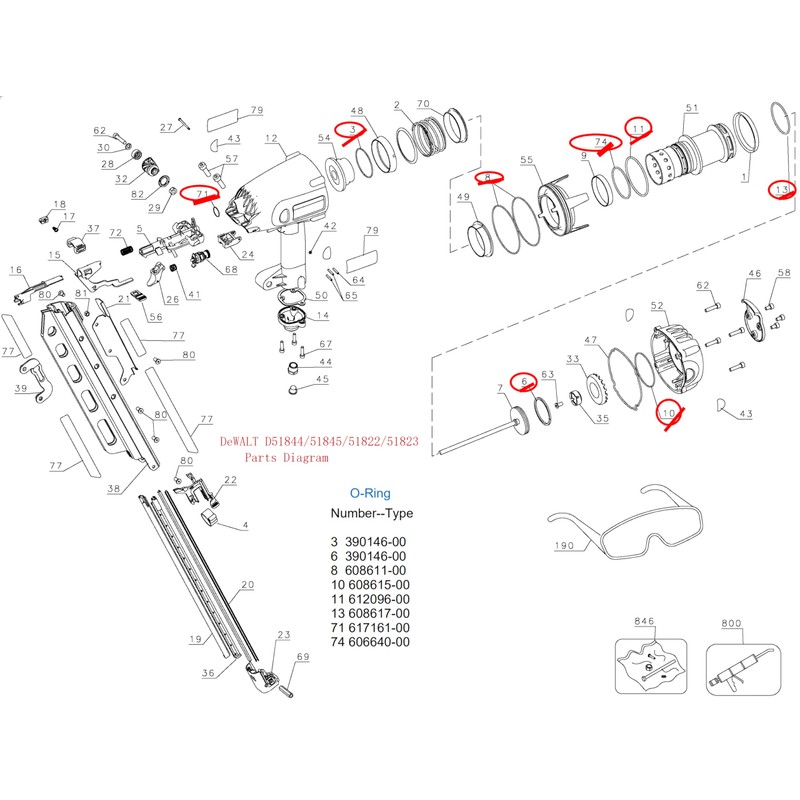Generic D51844 Maintenance O-Ring Universal Frame Nail Rebuild Kit Compatible
