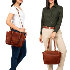 STILORD 'Anna' Elegant Leather Bag Women's Vintage Shoulder Bag Leather Small Handbag Women for Hanging Classic Evening Bag Genuine Leather Bag, Texas - Brown, M, shoulder bag