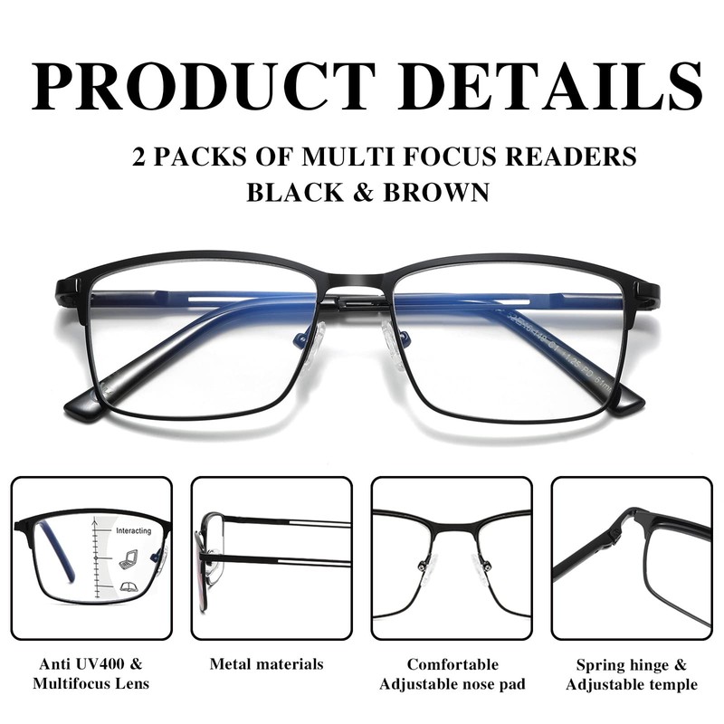 LKEYE Progressive Multifocal Reading Glasses Men No Line Multifocus Transition