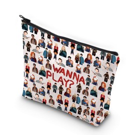 Horror Character Makeup Bag Horror Fan Gift Wanna Ply Zipper Bag for Horror Movie Lover (Wanna Play CA)