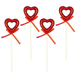 Widdle Gifts Valentines Glitter Heart Picks Decoration Pack of 4 Suitable for Valentine, Wedding, Anniversary, Birthday Valentine's - 5729