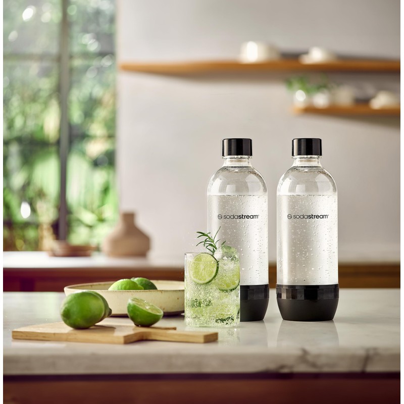 SodaStream 1L Classic DWS Carbonating Bottle Black (twinpack), Pack of
