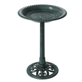 Backyard Expressions Outdoor Garden Bird Bath - Green - Weather Resistant Polyresin - 27 Inch