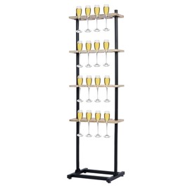 ikare Champagne Wall,Champagne Wall Holder for Party 50, 4 Tiers Wooden Champagne Wall Stand, 32 Champagne Glass Stemware Rack for Wedding,Birthday and Party