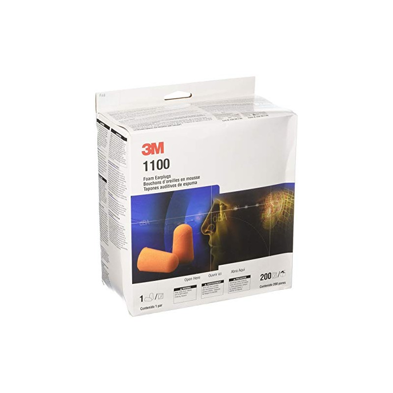 3M 1100 -Tapones de espuma para los oídos, 200 pares
