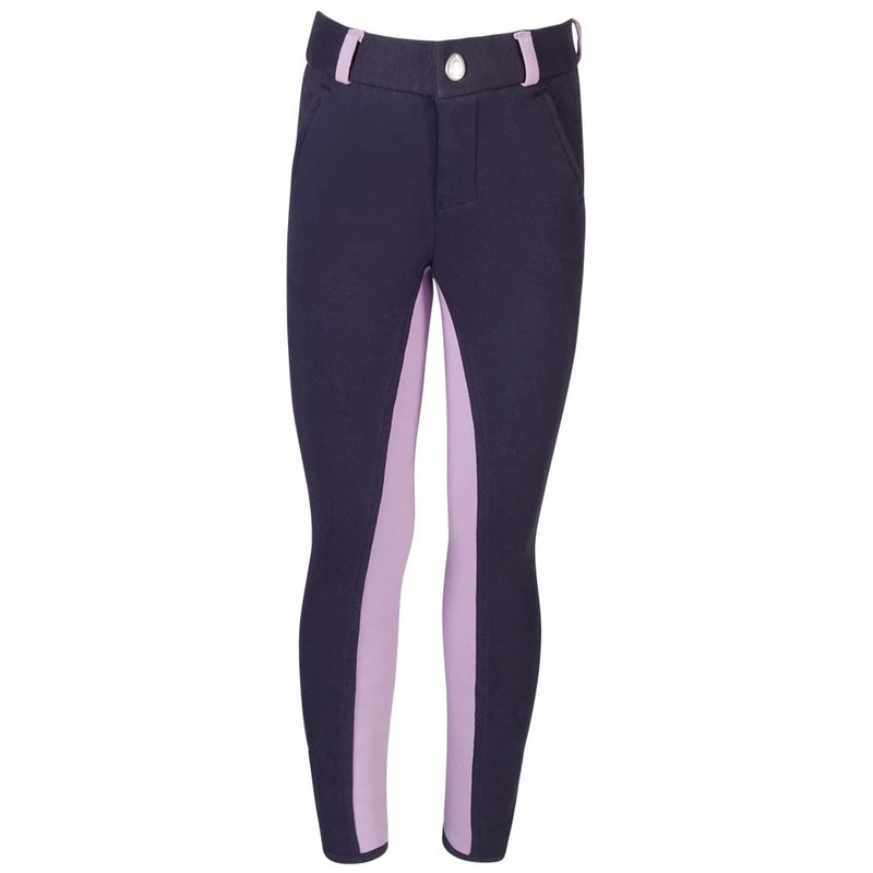 PFIFF Elisa - Pantaloni da Equitazione per Bambini, Blu (Blu/Lilla),
