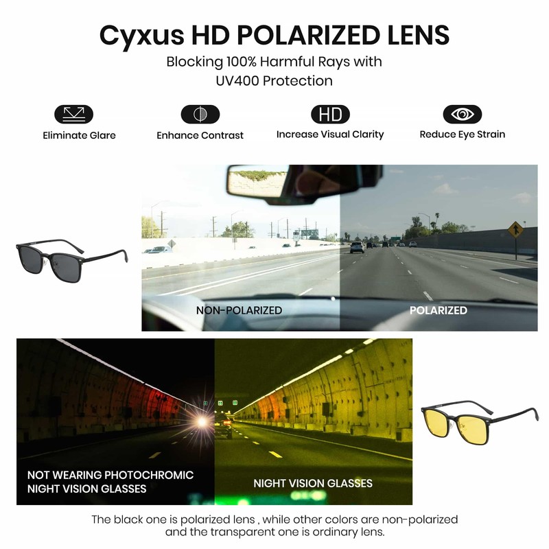 Cyxus P1572 Magnetic Glasses, Glasses and Sunglasses, 2-Way Glass, Clip-On,
