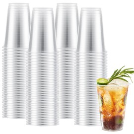Clawsoff 12 oz Clear Plastic Cups, 300 Count Disposable Coffee Cups No Lids, 12 Ounce Cold Plastic Party Cup Bulk, PET Clear Cup for Iced Coffee, Smoothie, Cold Beverage