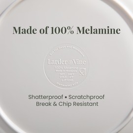 Larder & Vine 12-Piece Melamine Dinnerware Set: Durable, Lightweight, Break-Resistant Plates & Bowls – Stylish, Non-Toxic, Dishwasher Safe – Ideal for Everyday Use, Indoor & Outdoor Dining – Ivory