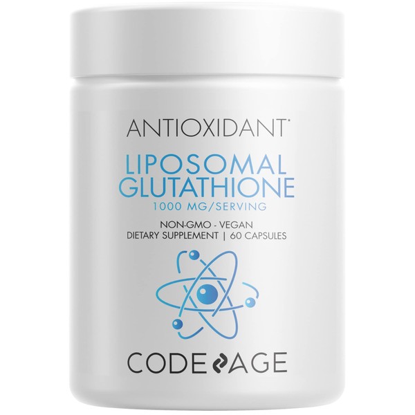 Codeage Liposomal Glutathione 1000 mg, GlutaONE Antioxidant Phospholipid Complex, L-Glutathione Reduced Capsules Supplement, Non-GMO Sunflower Oil & Lecithin Essential Phospholipids, Vegan, 60 ct