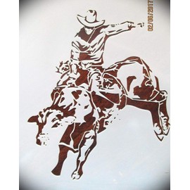 Cowboy Bullrider Logo Stencil Reusable 10 mm Mylar Laser Cut Stencil Arts and Crafts Material Scrapbooking for Airbrush Painting Drawing