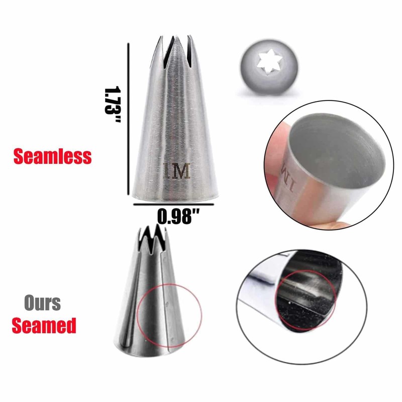 2 pcs 1M Nozzle Open Star Piping Tip, Large Seamless