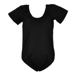 GoForDance Leotard Black– Short Sleeve for Ballet Gymnastic Yoga & Pilates-TD145 (Medium)
