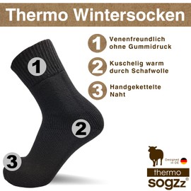 sogzz 2 Pairs of Warm Thermal Socks Made of Premium Sheep's Wool, Men Women, Winter Socks, Thick Winter Thermal Socks Made of High-Quality Wool in 35-38, 39-42, 43-46, 47-50 (Mod: Thermo Winter FX