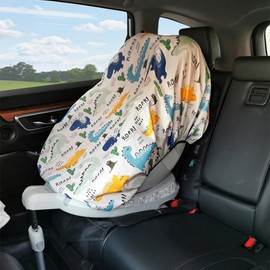 Car Seat Sun Shade Cover Baby Car Seat Sun Shade Cover, Keeps Toddler's Seat Cool,Covers and Blocks Out Heat & Sun, Protection from UV Sunlight (Dinosaurs)