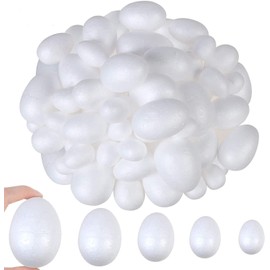 VEYLIN 50 Pieces 5 Sizes White Foam Eggs Foam Balls for Easter Crafts and Displays, Decoration, Staining or Painting