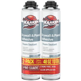 KRAKEN BOND Drywall & Panel Adhesive Foam - (2X24oz) Heavy-Duty, Fast-Curing Construction Adhesive for Concrete, Wood, and Heat Insulation Applications - 2 Pack