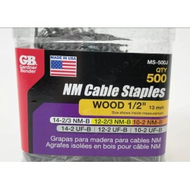 GARDNER BENDER NM Cable Staples WOOD 1/2" 13mm 1000pcs MS-500J