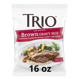Trio Brown Gravy Mix, Brown Gravy Sauce, Low Sodium Foods, Just Add Water, 16 oz Bag