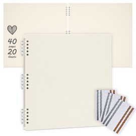Hiwhy Scrapbook Photo Album 12" x 12" Picture Book DIY Scrap Book Hardcover Kraft Paper Scrapbook Supplies for Family, Birthday, Anniversary, Wedding, Cream
