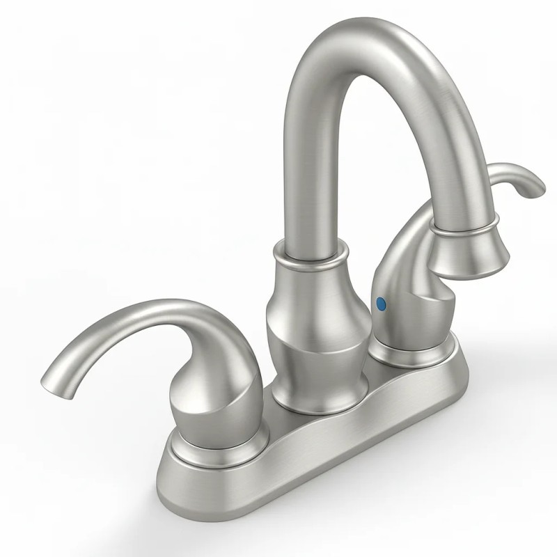 Alloy 4-inch Hot/Cold Double Handle Deck-Mounted Electroplated Modern Brushed Bathroom